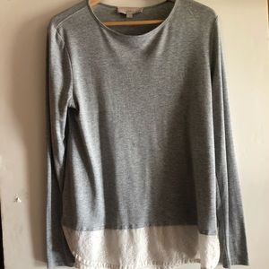 Gray Soft Long Sleeve Scoop Neck Sweater